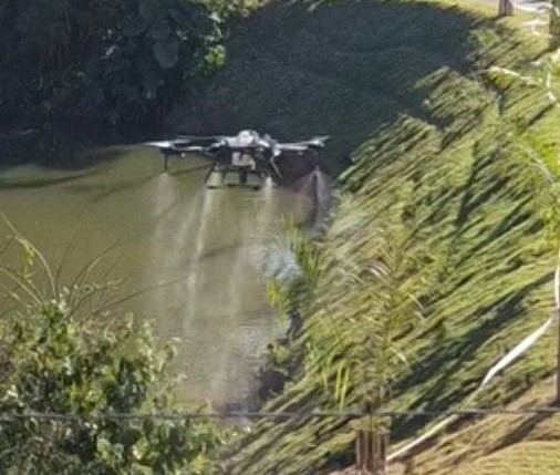Aplicação por drone em área de difícil acesso